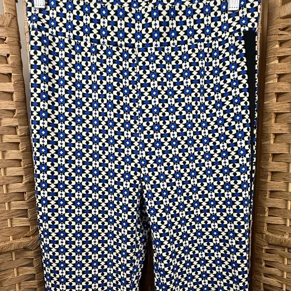 Anthropologie Maeve Black and Blue Geometric Print High Rise Flare Pants Small - Picture 5 of 10